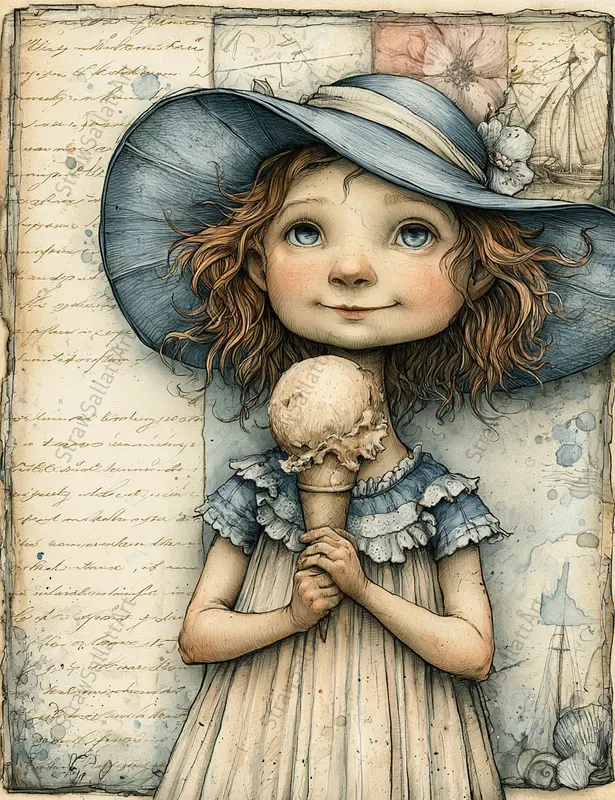 Vintage Coastal Junk Journal Art Pages