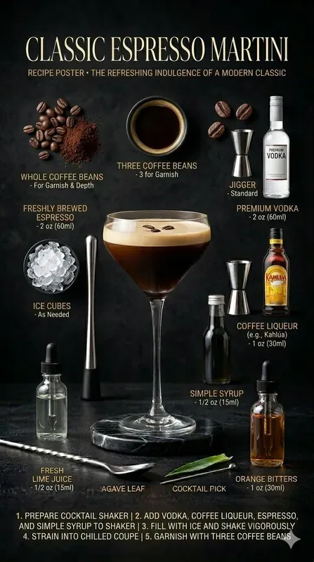 Elegant Cocktail Recipe Posters