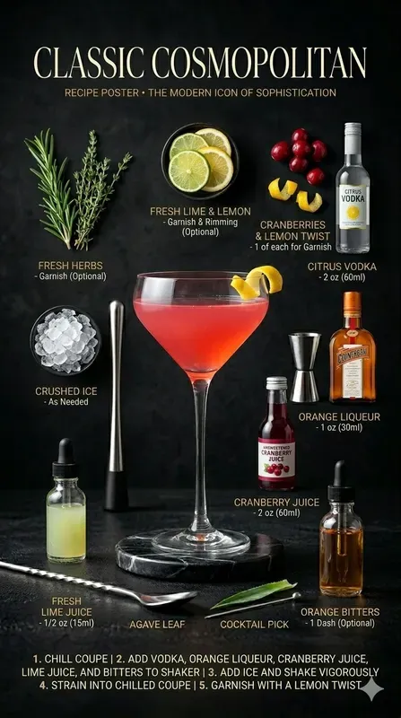 Elegant Cocktail Recipe Posters