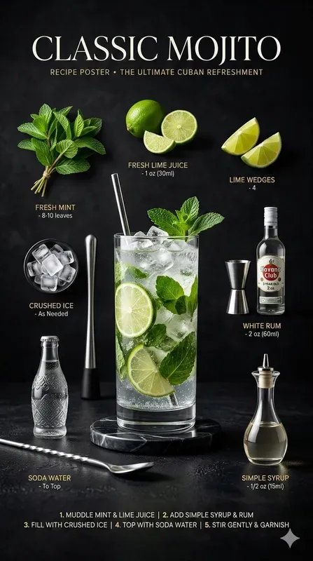 Elegant Cocktail Recipe Posters