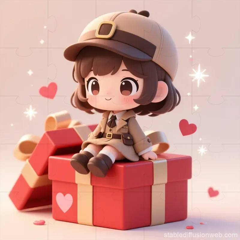 Cute Detectives On Valentine Gift Boxes