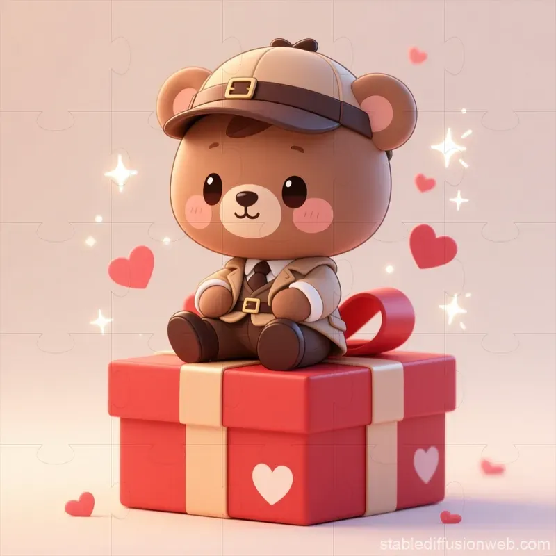 Cute Detectives On Valentine Gift Boxes