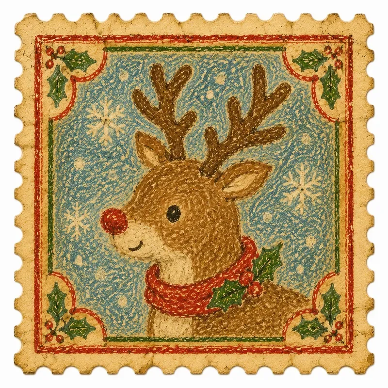 Christmas Crayon Stamp Ephemera