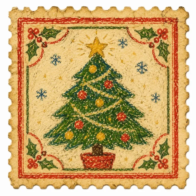 Christmas Crayon Stamp Ephemera