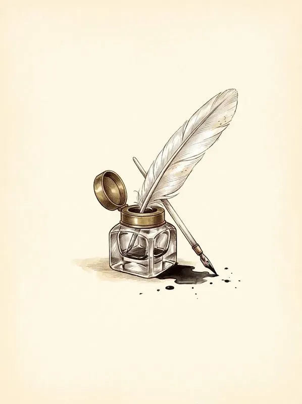 Antique Writing Desk Watercolor Art