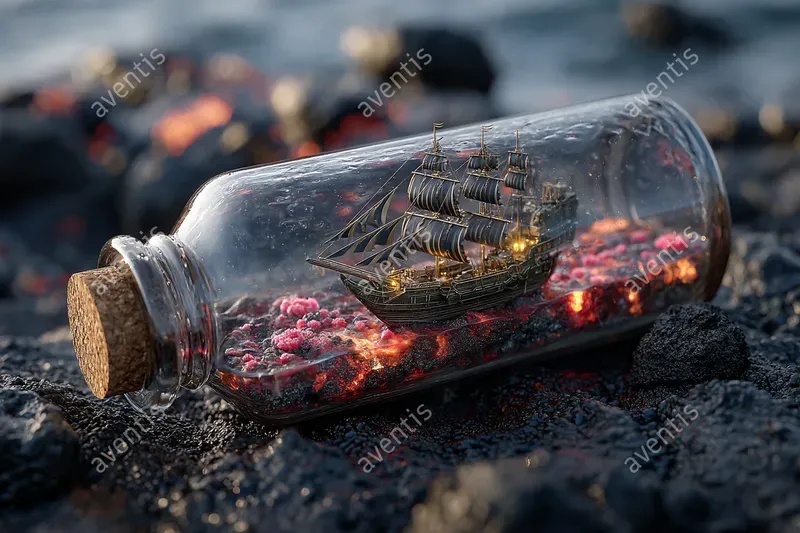 Fantasy Ships In A Bottle