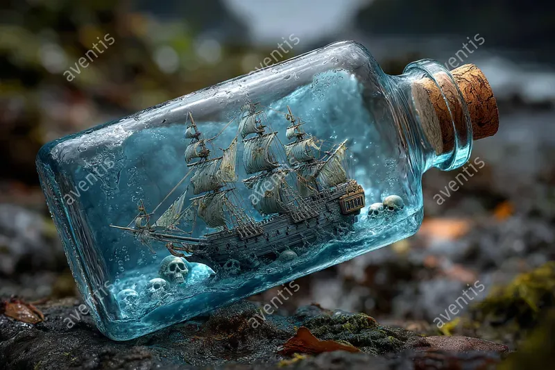 Fantasy Ships In A Bottle
