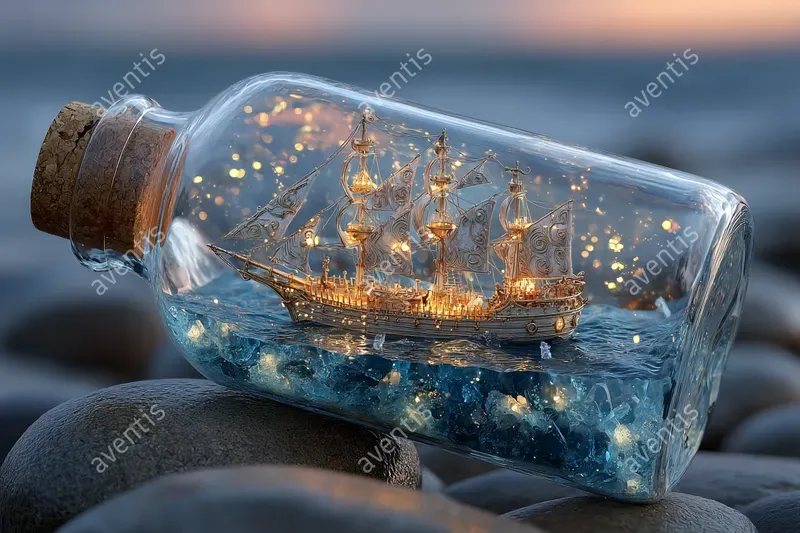 Fantasy Ships In A Bottle