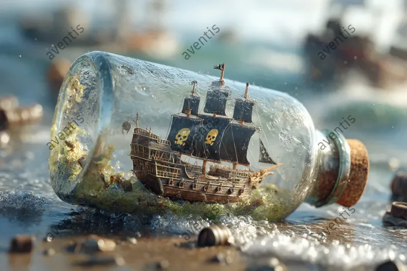 Fantasy Ships In A Bottle