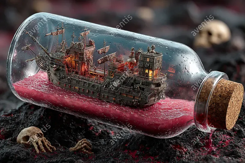 Fantasy Ships In A Bottle