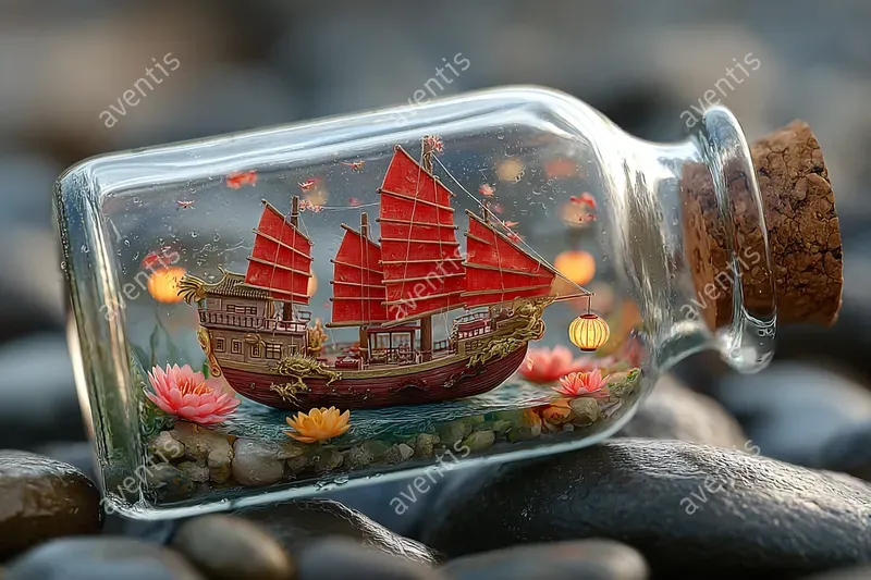 Fantasy Ships In A Bottle