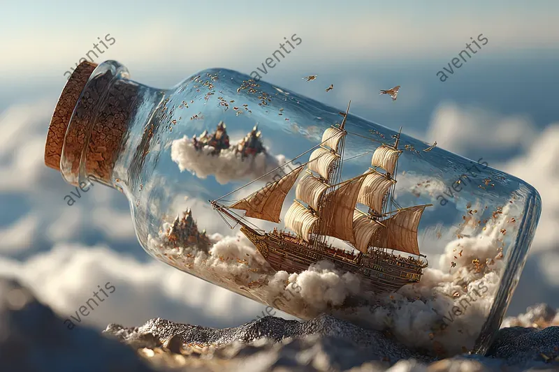 Fantasy Ships In A Bottle
