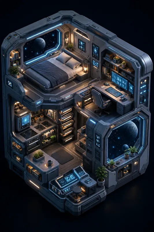 Futuristic Isometric Habitat Worlds
