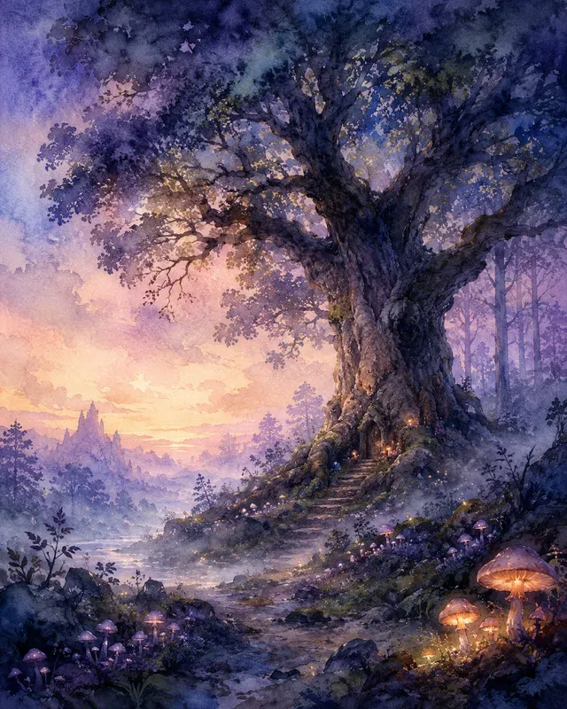 Watercolor Paintings Of Fantasy Forests
