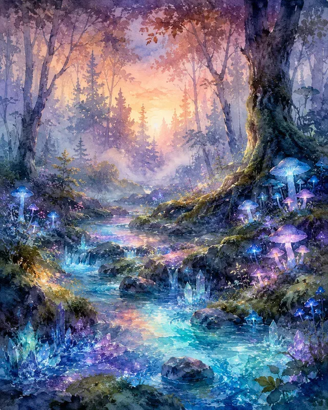 Watercolor Paintings Of Fantasy Forests