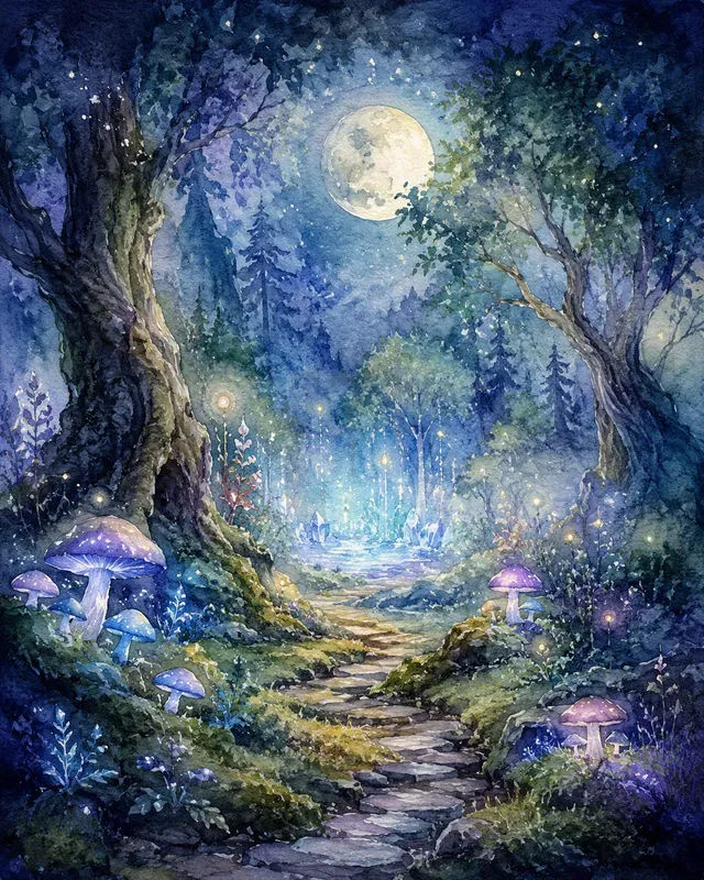 Watercolor Paintings Of Fantasy Forests