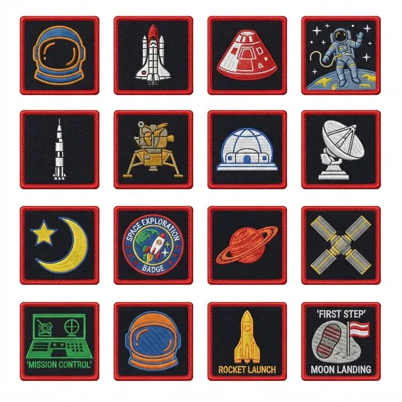 2D Flat Embroidered Patch 16in1 Grids