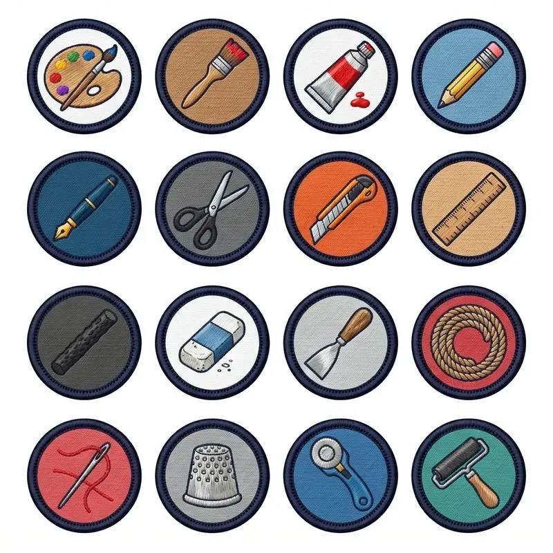 2D Flat Embroidered Patch 16in1 Grids