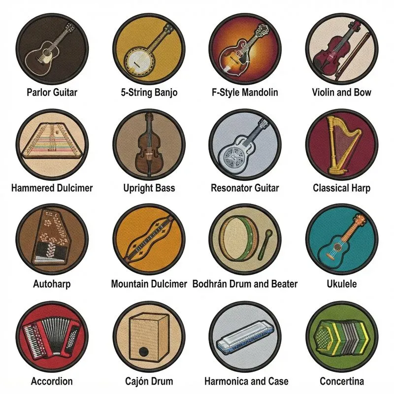 2D Flat Embroidered Patch 16in1 Grids
