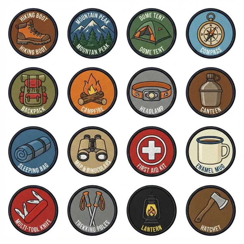 2D Flat Embroidered Patch 16in1 Grids