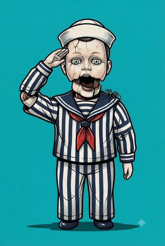 Vintage Horror Doll Linocut Illustrations
