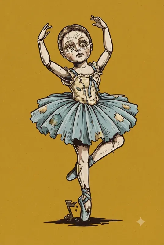Vintage Horror Doll Linocut Illustrations