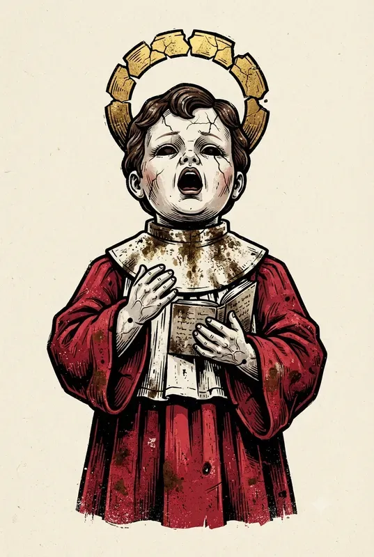 Vintage Horror Doll Linocut Illustrations