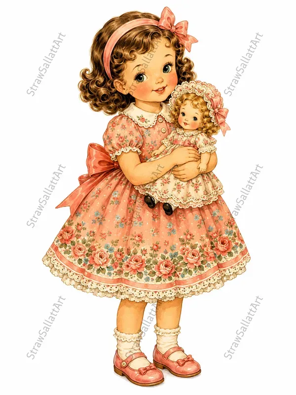 Vintage 1950s Paper Doll Girl Cliparts