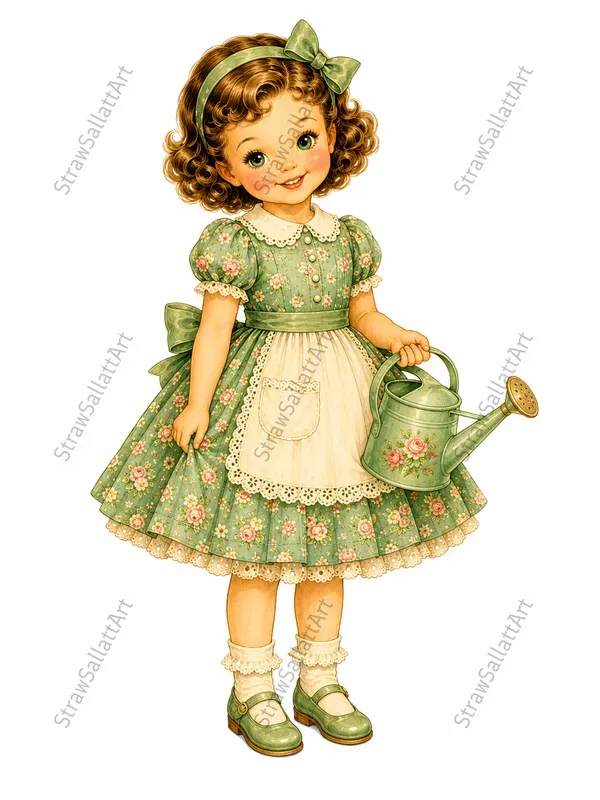 Vintage 1950s Paper Doll Girl Cliparts