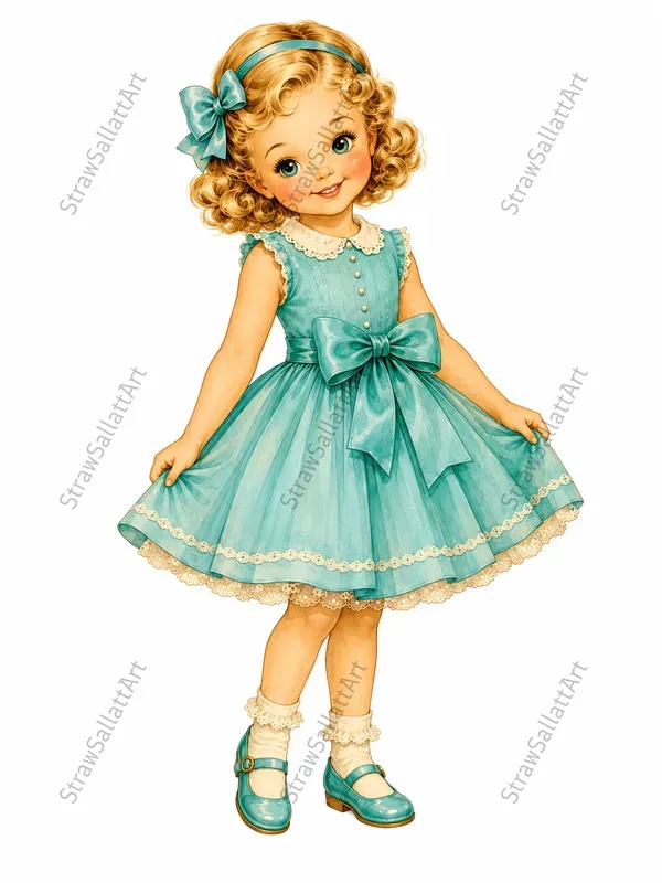 Vintage 1950s Paper Doll Girl Cliparts