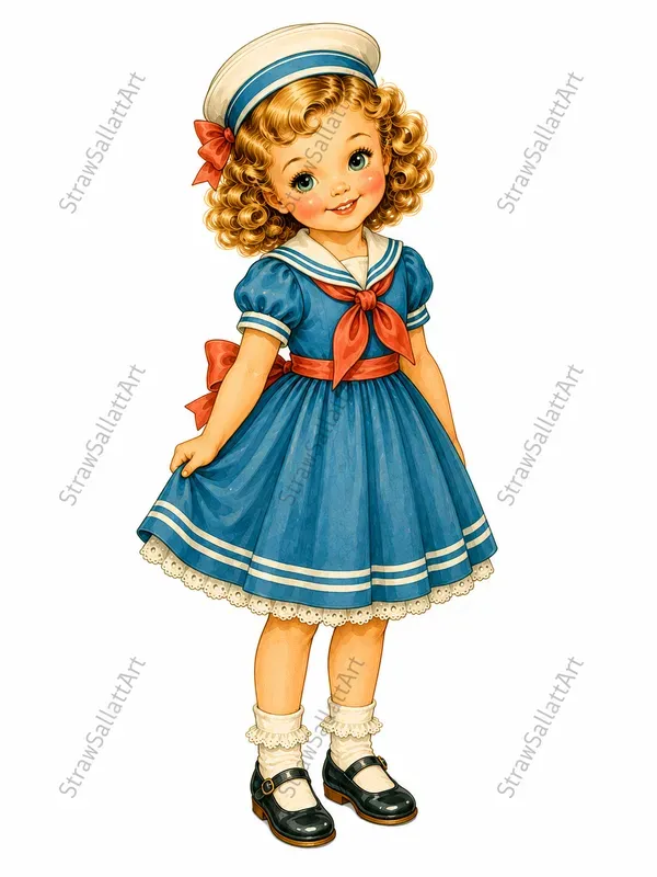 Vintage 1950s Paper Doll Girl Cliparts