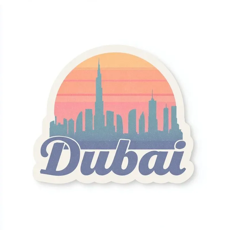 City Skyline Sunset Sticker Clipart