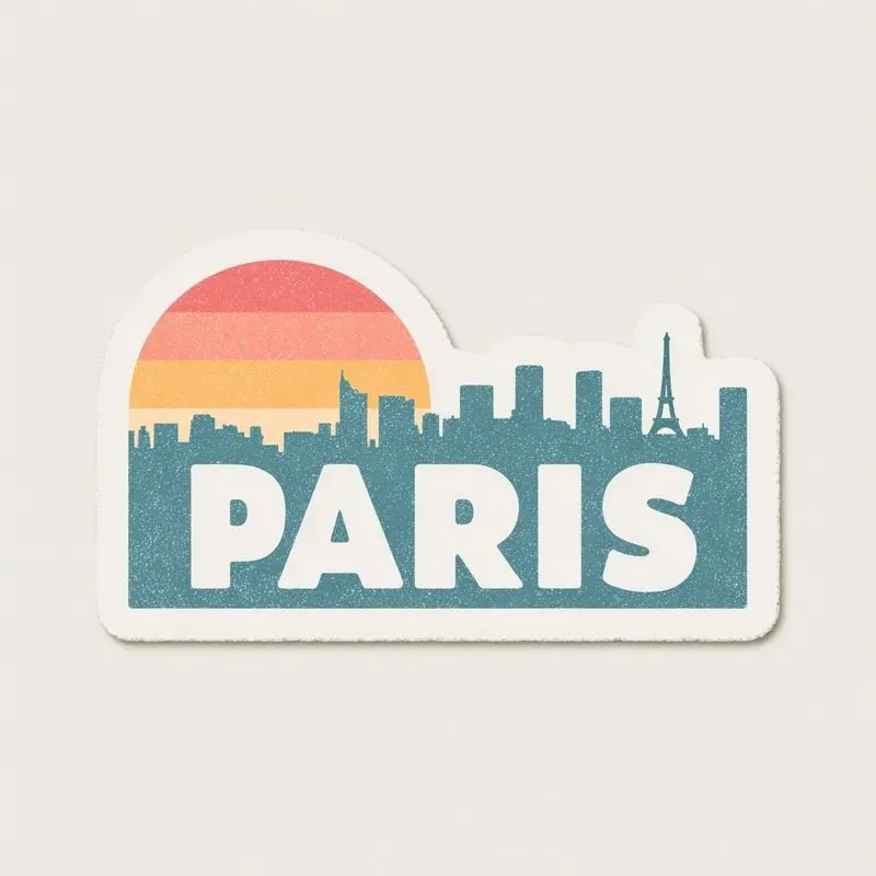 City Skyline Sunset Sticker Clipart