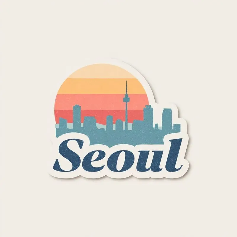 City Skyline Sunset Sticker Clipart