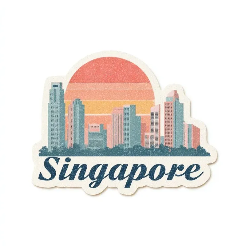 City Skyline Sunset Sticker Clipart