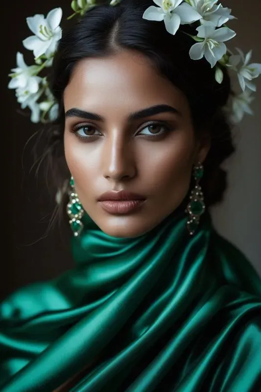 Luxury Women Silk Flora Portraits