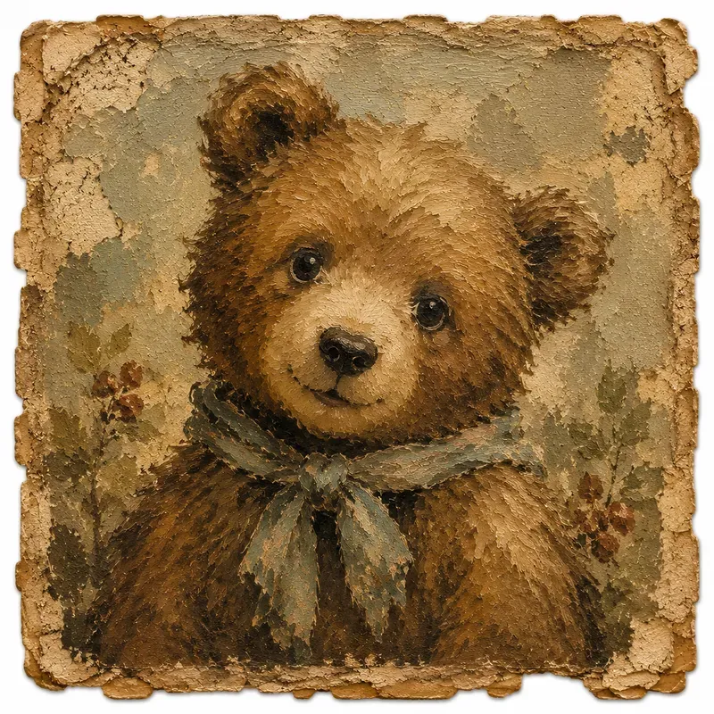 Cute Animal Oil Painting Ephemera