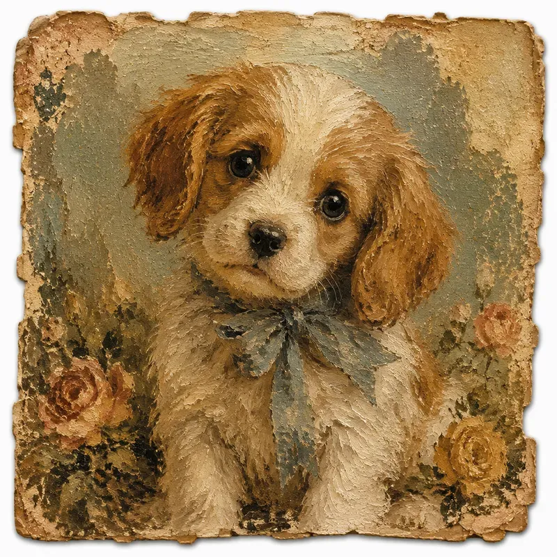 Cute Animal Oil Painting Ephemera