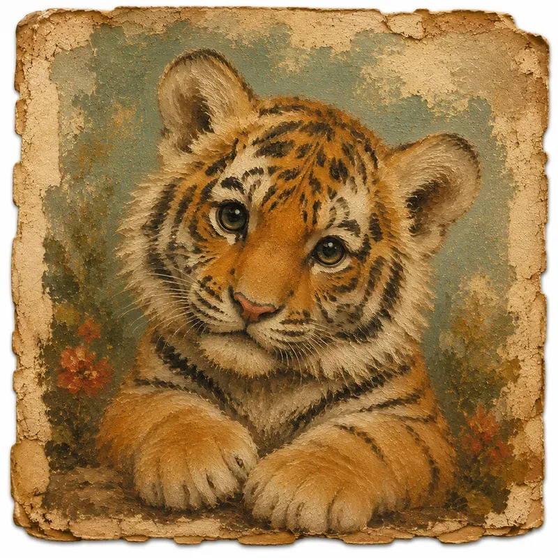 Cute Animal Oil Painting Ephemera