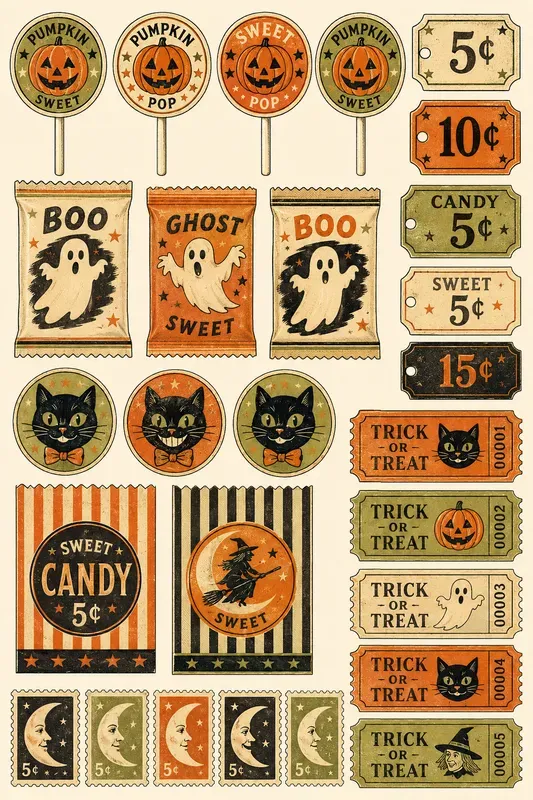 Vintage Halloween Candy Shop Ephemera