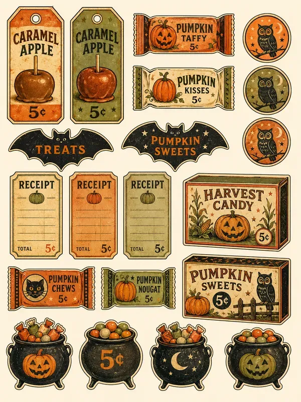 Vintage Halloween Candy Shop Ephemera
