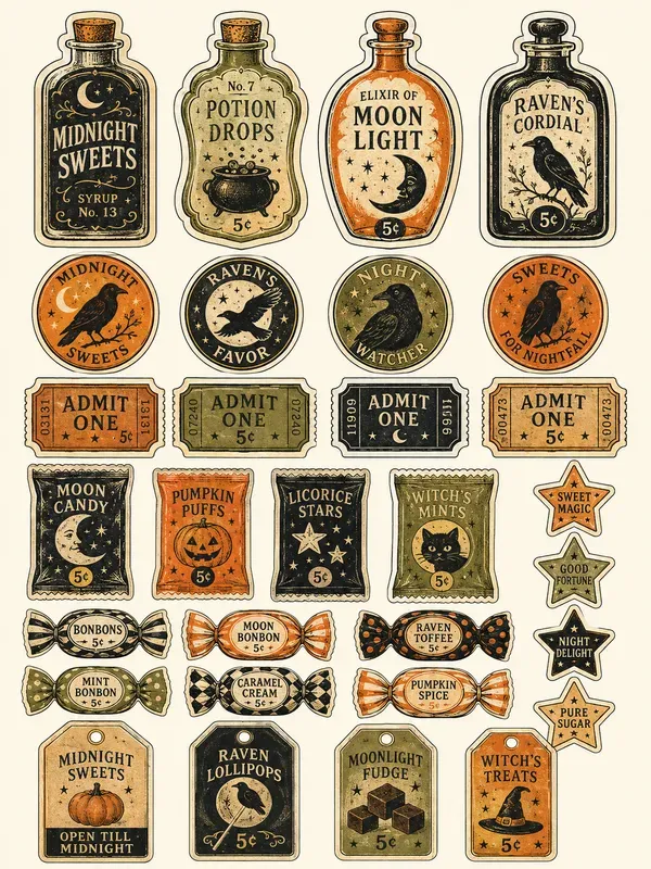 Vintage Halloween Candy Shop Ephemera