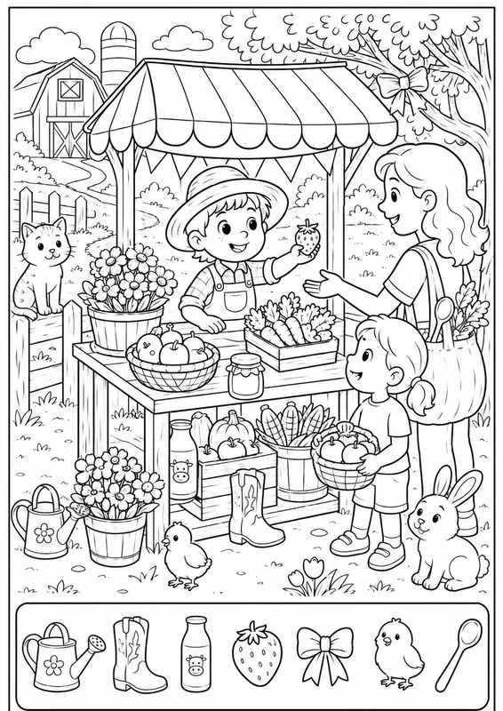 Farm Hidden Picture Coloring Books