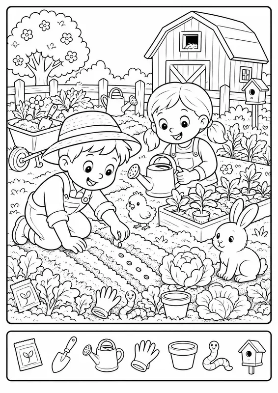 Farm Hidden Picture Coloring Books