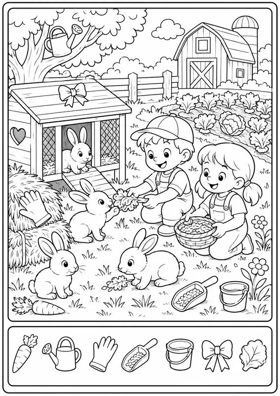 Farm Hidden Picture Coloring Books