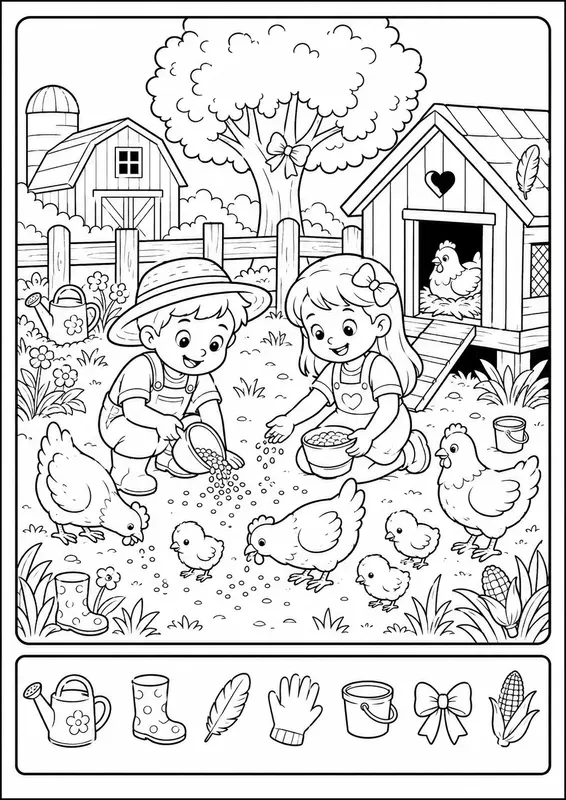 Farm Hidden Picture Coloring Books