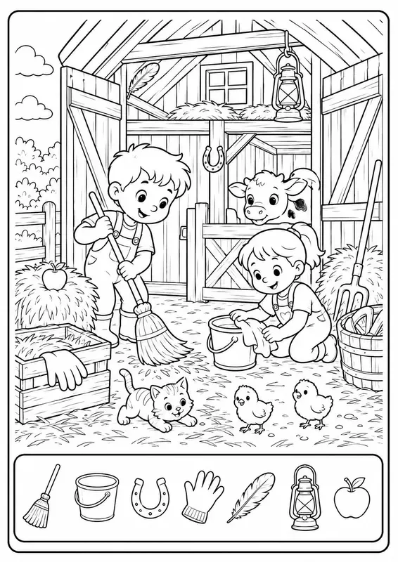Farm Hidden Picture Coloring Books