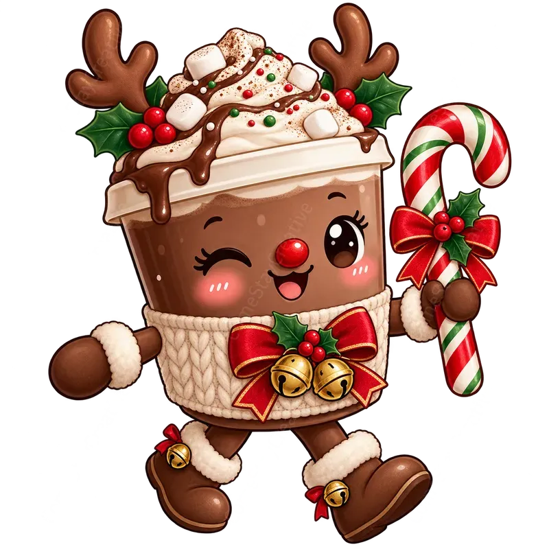 Cute Christmas Café Menu Characters