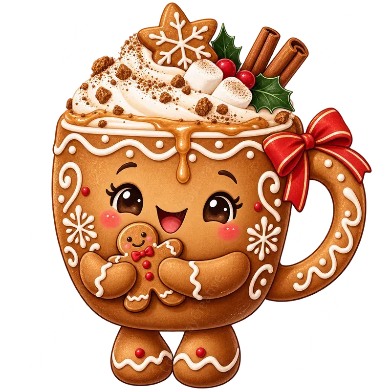 Cute Christmas Café Menu Characters