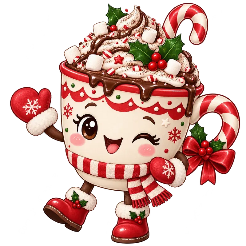 Cute Christmas Café Menu Characters